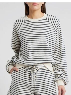Rails Theron Stripe Cotton Terry Sweatshirt in size xs